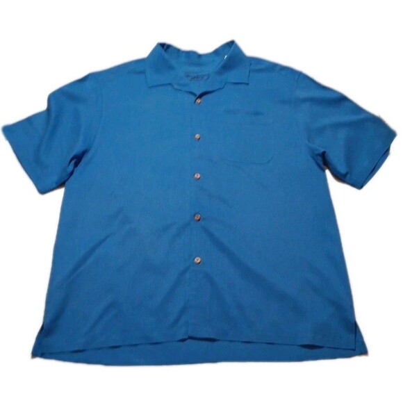 Vintage Tommy Bahama Silk Shirt Mens XL Blue Golf Match Embroidered Button Up - Picture 2 of 6